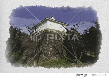 水彩画風 亀山城 多聞櫓 三重県亀山市 水彩画風 亀山城 多聞櫓 三重県亀山市 98892623