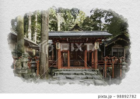 水彩画風　椿大神社　椿岸神社　三重県鈴鹿市 98892782