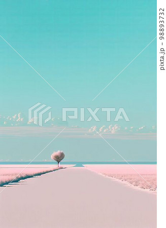 Superb minimalism tree on landscape winter in pastel color Created with Generative AI technology. 98893732
