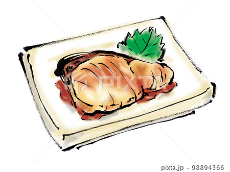 鰤の照焼の手描き和風イラスト 98894366