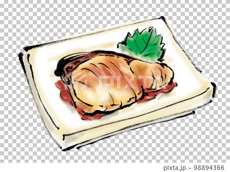 鰤の照焼の手描き和風イラスト 98894366
