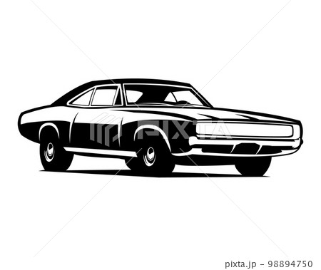 dodge supercharger car silhouette logo. isolated on white background side view. Best for badges, emblems, icons, car industry and available in eps 10. 98894750