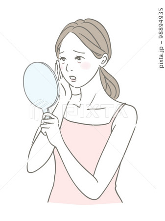 お肌のトラブルに困る女性 目元のたるみ くま くすみ 98894935