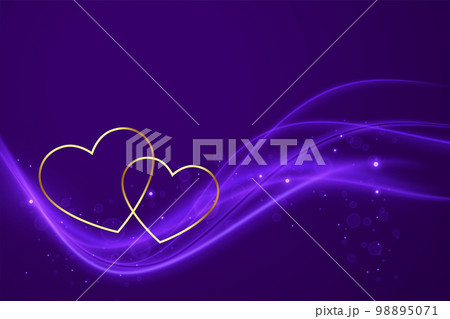 golden line hearts valentines day greeting with smooth wave 98895071