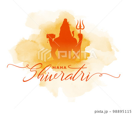 maha shivratri religious background with watercolor effect maha shivratri religious background with watercolor effect 98895115