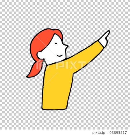 An illustration of a person pointing and guiding This hand sign 98895317