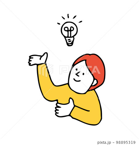 案内する人物のイラスト　こちらのハンドサイン 98895319