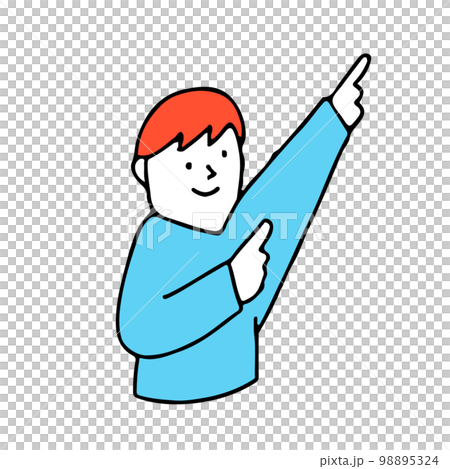 An illustration of a person pointing and guiding This hand sign An illustration of a person pointing and guiding This hand sign 98895324