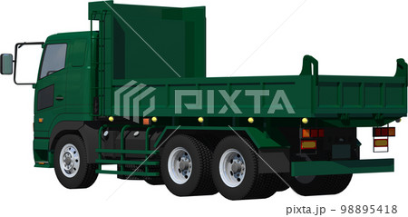 特定メーカーをイメージさせないオリジナル大型ダンプカー切抜き画像イラスト 98895418