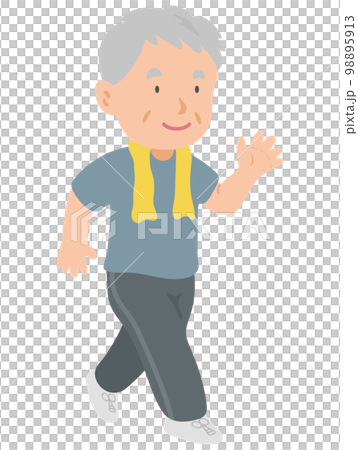 Elderly man walking energetically 98895913