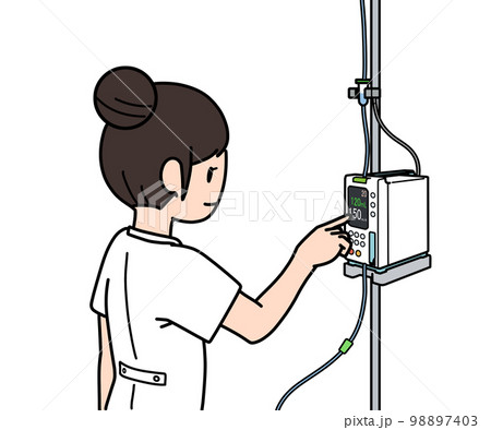 輸液ポンプを操作する看護師 輸液ポンプを操作する看護師 98897403
