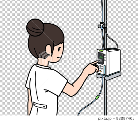 輸液ポンプを操作する看護師 輸液ポンプを操作する看護師 98897403