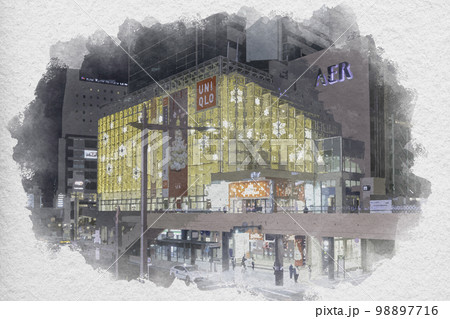 水彩画風　仙台駅西口　AER（アエル） 　宮城県仙台市 98897716