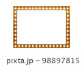 3d retro gold signboard with glowing yellow light bulb . Concept of billboard design for cinema, casino, marquee or nightclub . 3d high quality render 98897815