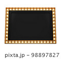 3d retro black and gold signboard with glowing yellow light bulb . Concept of billboard design for cinema, casino, marquee or nightclub . 3d high quality render 98897827