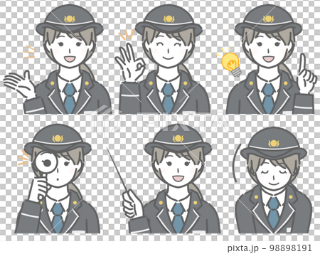 解説する若い制服の女性 98898191