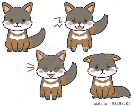 ハイイロギツネの表情セット(四足) 98898200