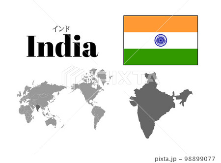 インド　国旗/地図/領土 98899077
