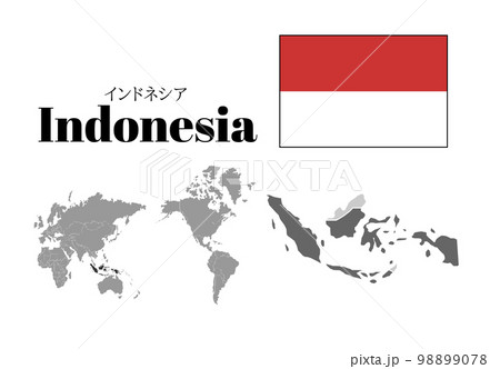 インドネシア　国旗/地図/領土 98899078