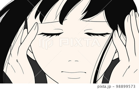 眉をひそめて目を瞑る女の子のイラスト(6) 98899573