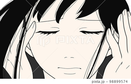 眉をひそめて目を瞑る女の子のイラスト(5) 98899574