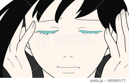 眉をひそめて目を瞑る女の子のイラスト(2) 98899577