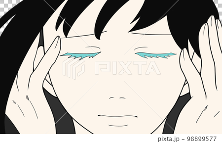 眉をひそめて目を瞑る女の子のイラスト(2) 98899577