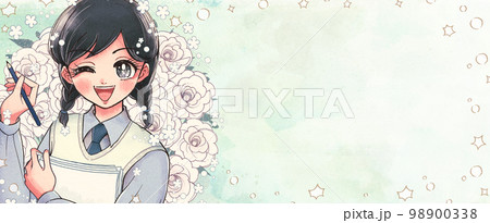 キラキラ少女漫画バナー・作家志望の文学少女 98900338