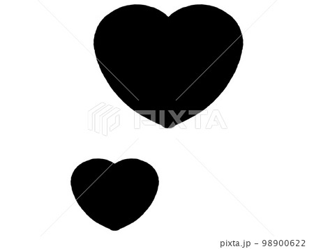 浮かぶ二つのハートマークイラスト素材　黒 98900622