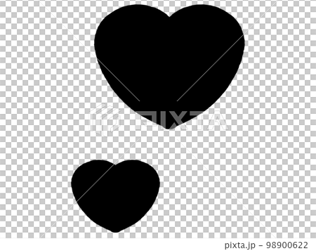 浮かぶ二つのハートマークイラスト素材　黒 98900622