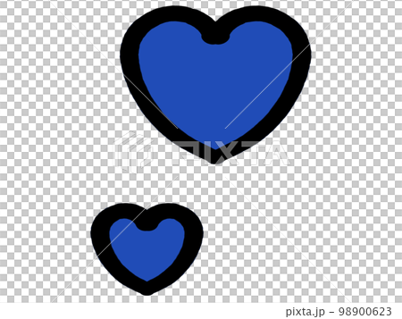 浮かぶ二つのハートマークイラスト素材　青 98900623
