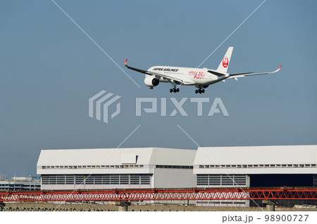 空港に着陸する航空機 空港に着陸する航空機 98900727