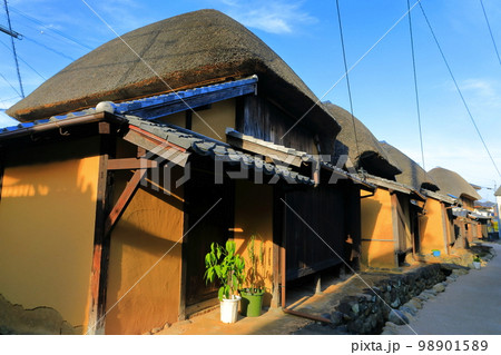 【佐賀県】晴天の肥前浜宿の茅葺町家 【佐賀県】晴天の肥前浜宿の茅葺町家 98901589