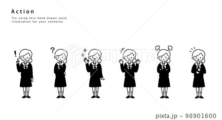 女子学生の表情セット 全身 女子学生の表情セット 全身 98901600
