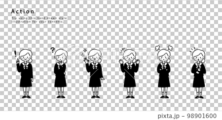 女子学生の表情セット 全身 女子学生の表情セット 全身 98901600