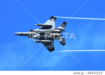 ベイパーを発生させて旋回するF15の機動飛行(2) 98901629