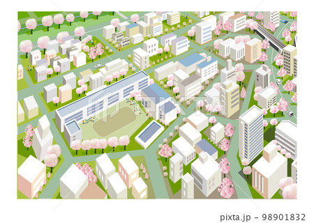 桜咲く春の美しい街並みと暮らしの風景 98901832