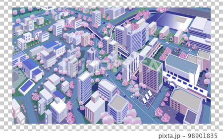 桜咲く春の美しい街並みと暮らしの風景 98901835