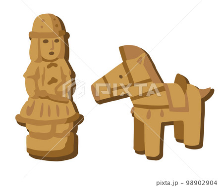 埴輪(武人と馬セット)シンプルイラスト 埴輪(武人と馬セット)シンプルイラスト 98902904