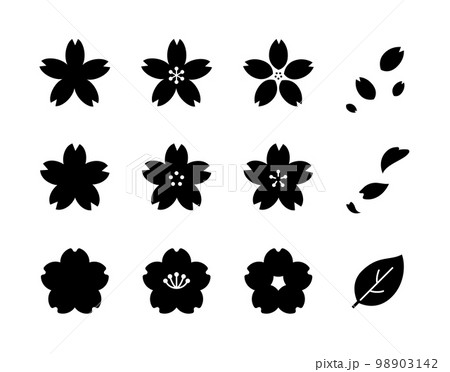 色々な形の桜の花のイラストセット 98903142