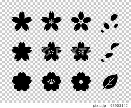 色々な形の桜の花のイラストセット 98903142