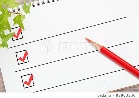 チェックリストと赤鉛筆 チェックリストと赤鉛筆 98903536