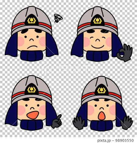 身穿藏青色消防服的消防員 只是臉上表情不一樣 身穿藏青色消防服的消防員 只是臉上表情不一樣 98903550