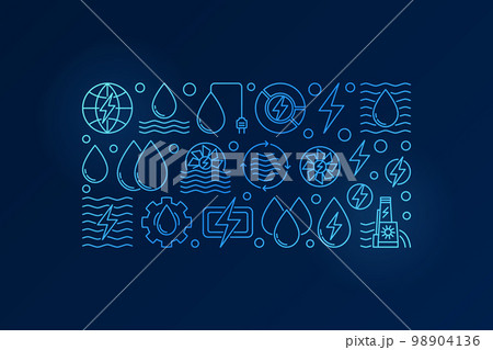 Blue hydropower linear illustration Blue hydropower linear illustration 98904136
