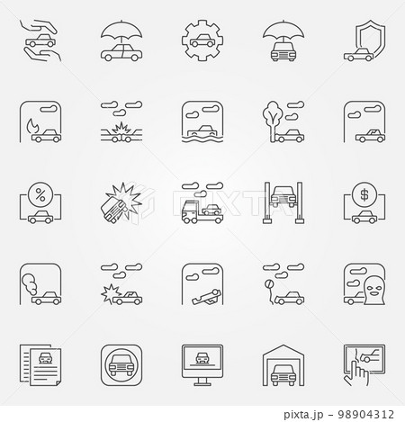 Car insurance icons setのイラスト素材 [98904312] - PIXTA
