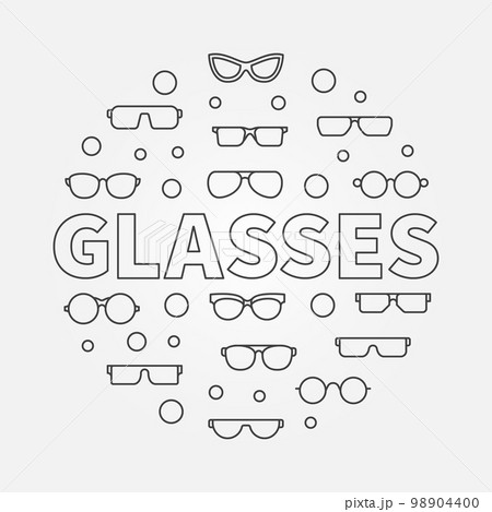 Glasses round line illustration. Vector eyeglasses symbol Glasses round line illustration. Vector eyeglasses symbol 98904400