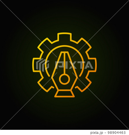 Pen tool in gear vector yellow linear icon Pen tool in gear vector yellow linear icon 98904463
