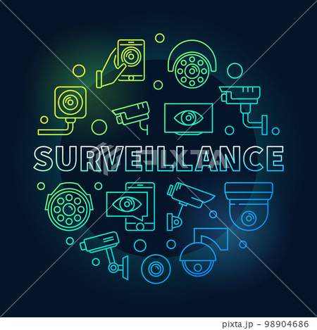 Surveillance vector round colored outline illustration 98904686
