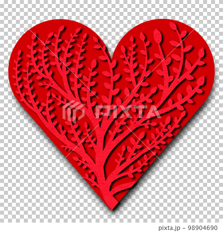 Tree pattern heart illustration, three-dimensional heart illustration, uneven red heart illustration 98904690
