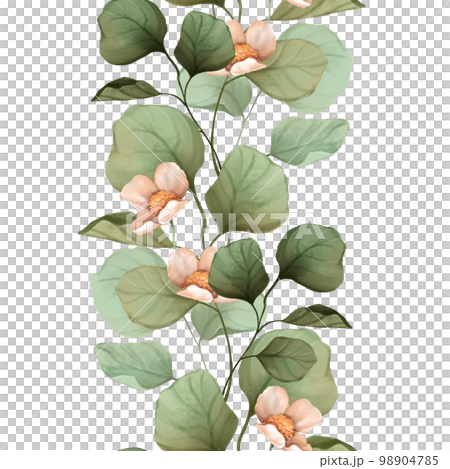 Seamless floral pattern on white background. Decorative border of flowers. 98904785